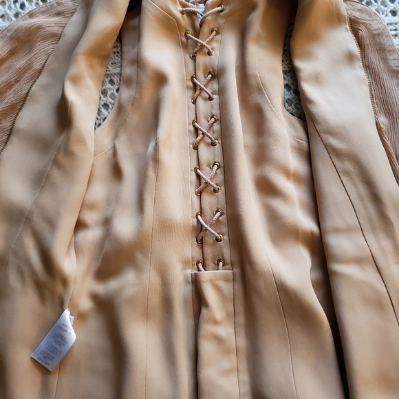 BALMAIN PARIS TIERED SILK LACE-UP TOP - Picture 13 of 15